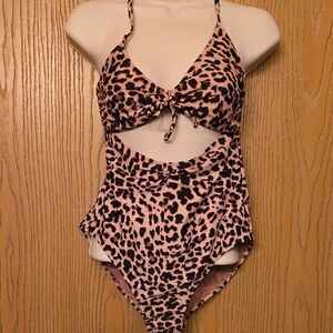 Leopard Print Cut-Out One-Piece Swimsuit